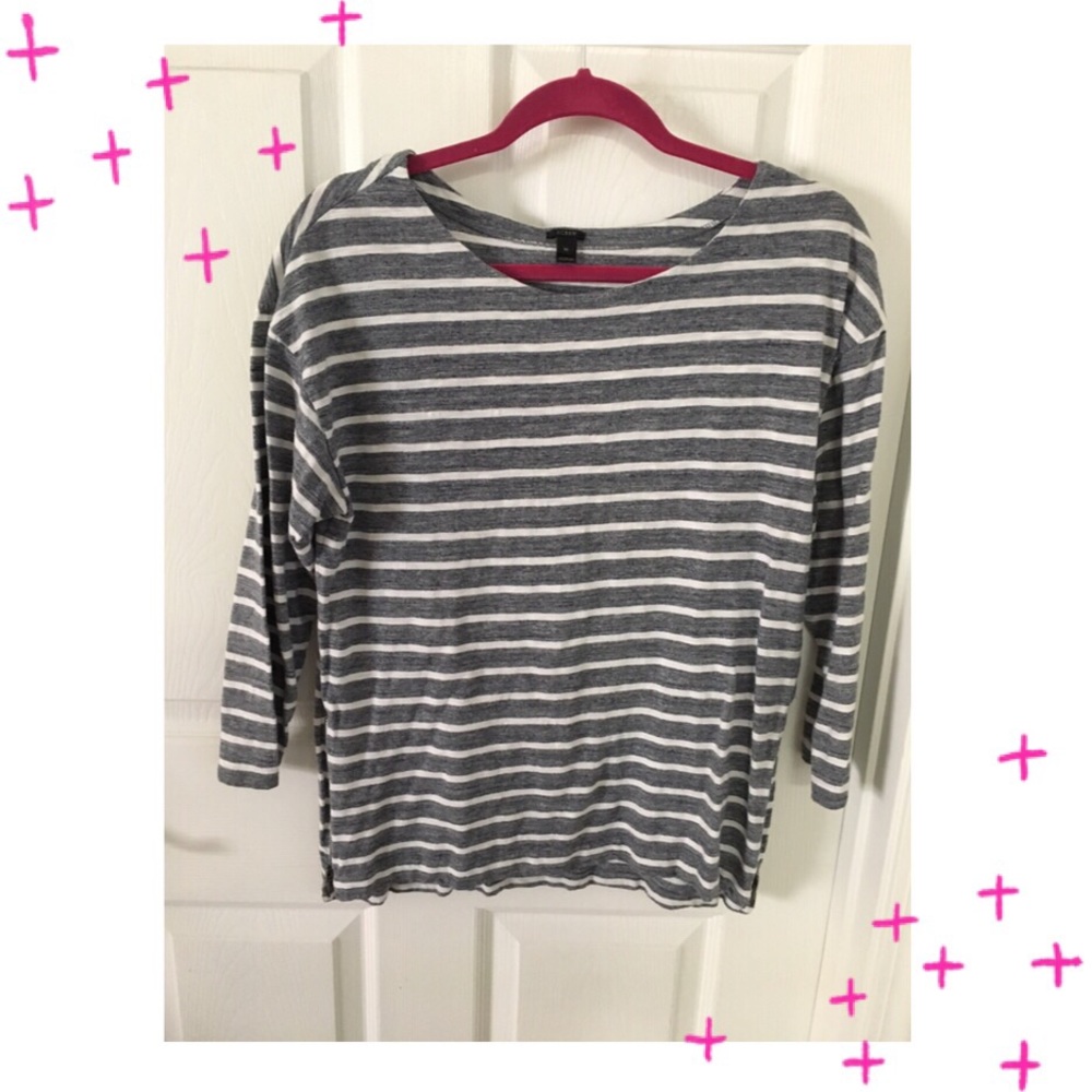 J.Crew gray and white top